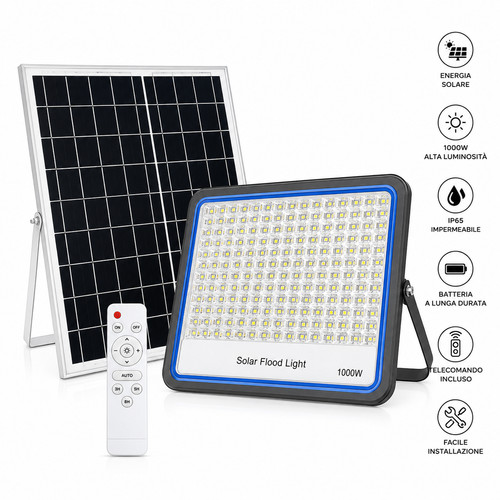 Faro led solare 1000w faretto - faro,